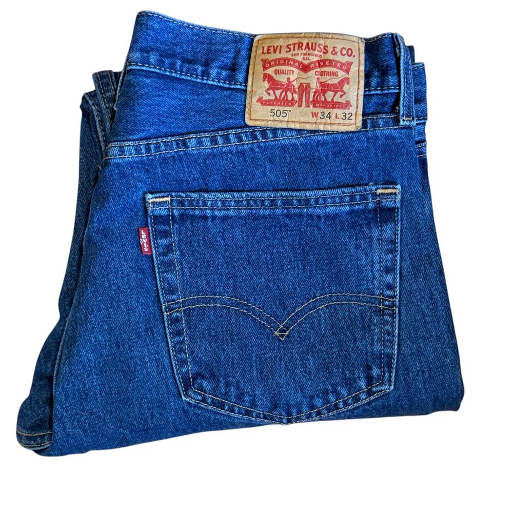 Levi's 505 Regular Fit Denim Jeans Tag Size 34x32
